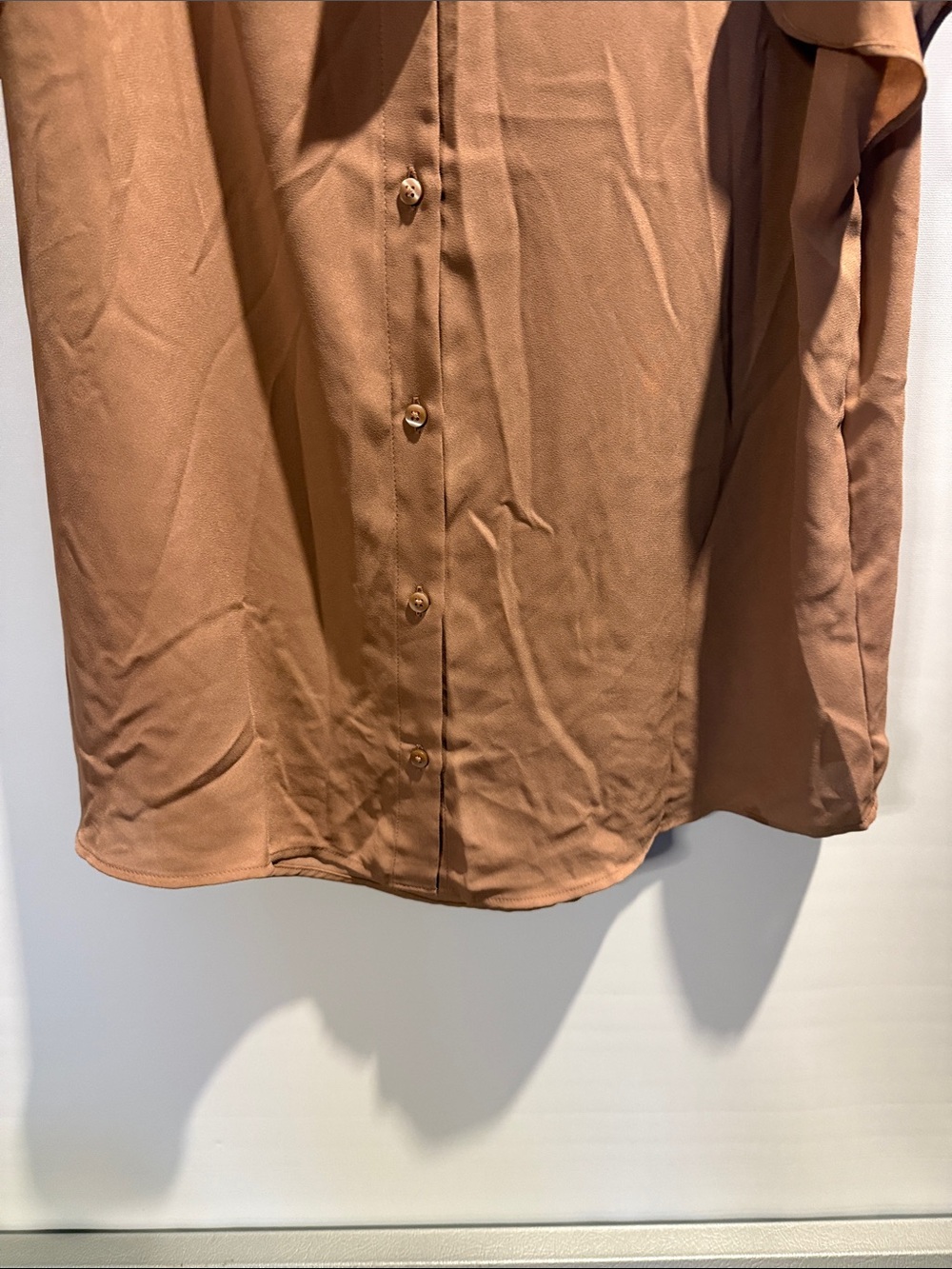 Calvin Klein Rust Brown Ruffle Sleeve Button Blouse New With Tags Size: L - Picture 7 of 10